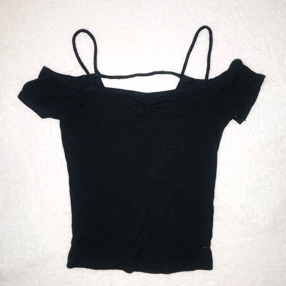 AE Black Off the Shoulder Crop Top